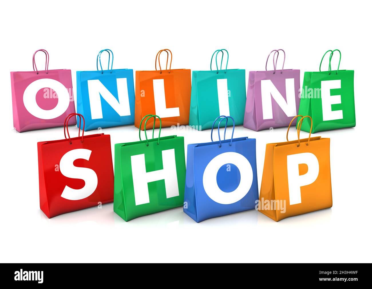 Sacs d'achats en ligne Banque D'Images