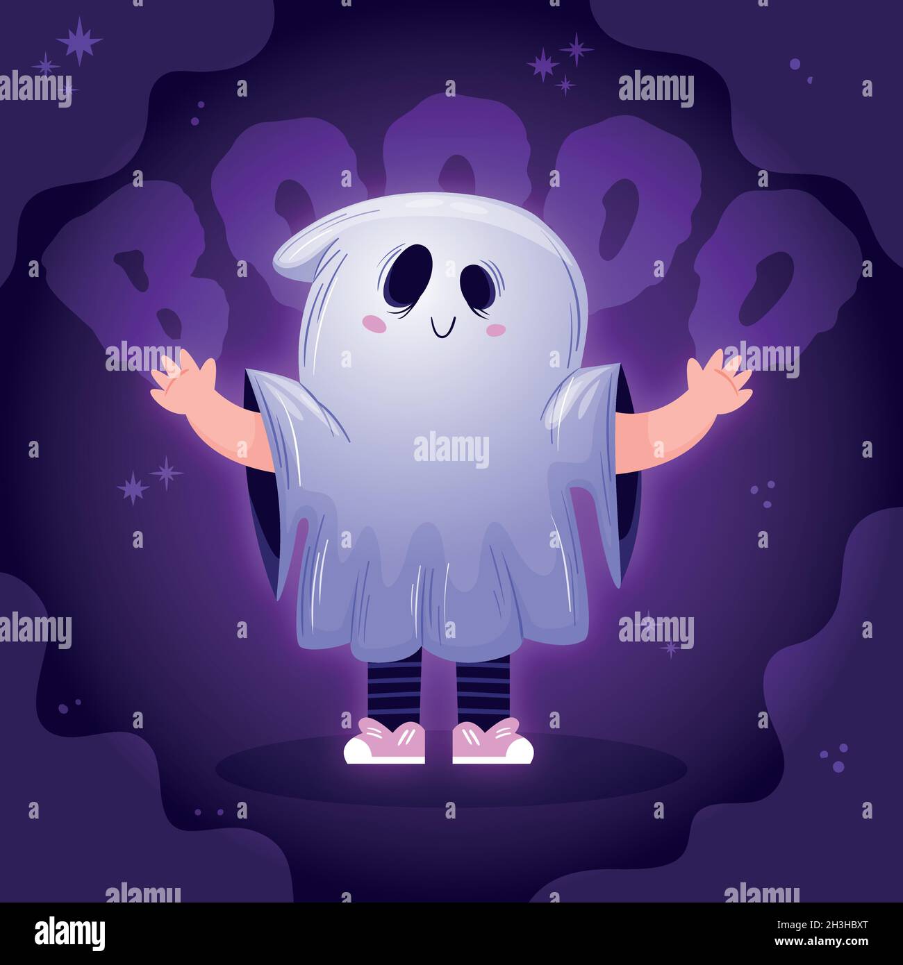 illustration du motif fantôme de halloween dessiné à la main Illustration de Vecteur