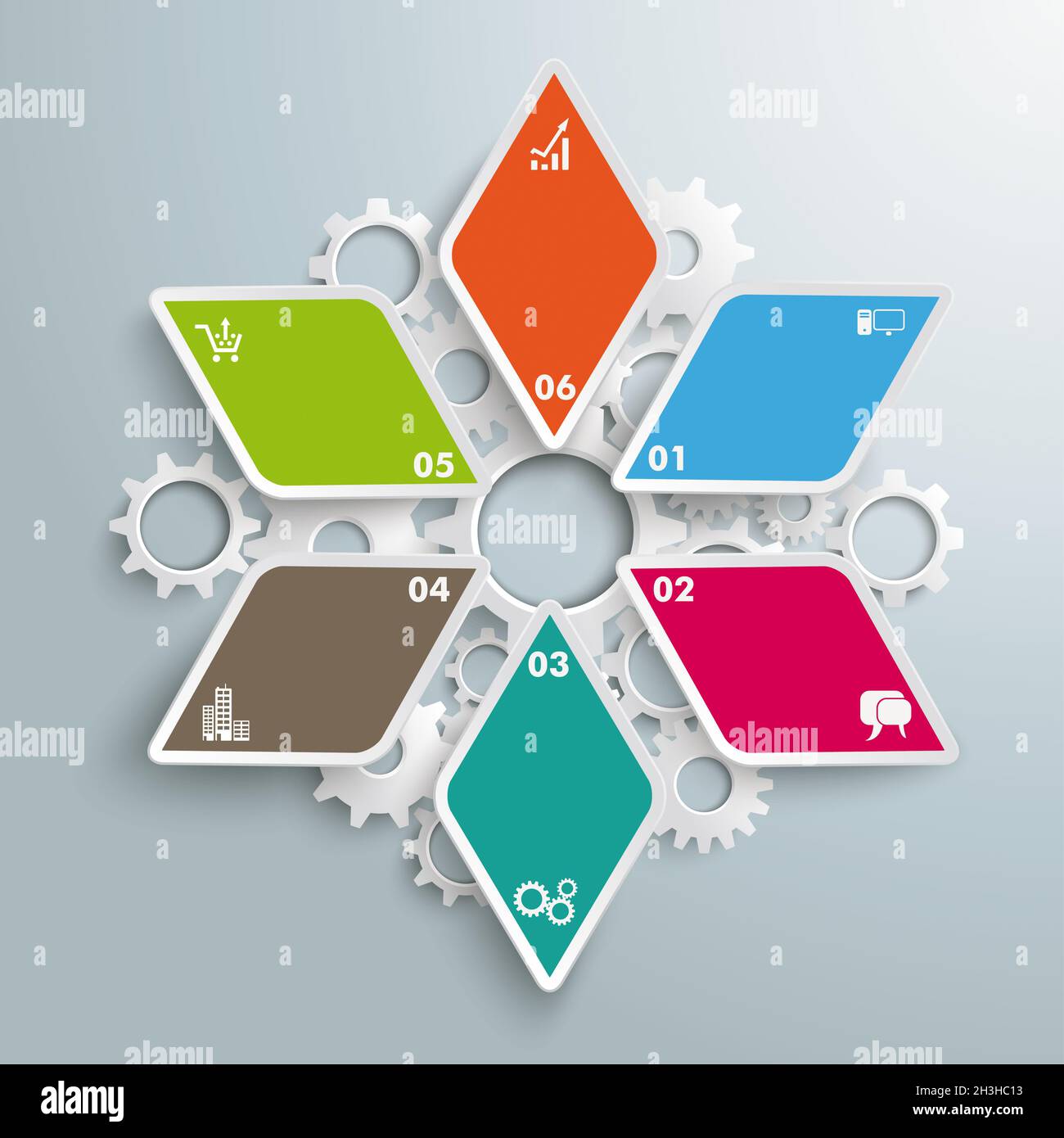 Image graphique de la production industrielle Rhombus Star colorée Piad Banque D'Images