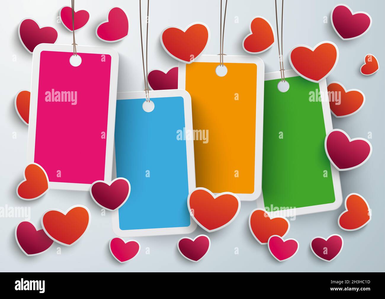 Piad à quatre autocollants de prix en forme de coeurs Banque D'Images