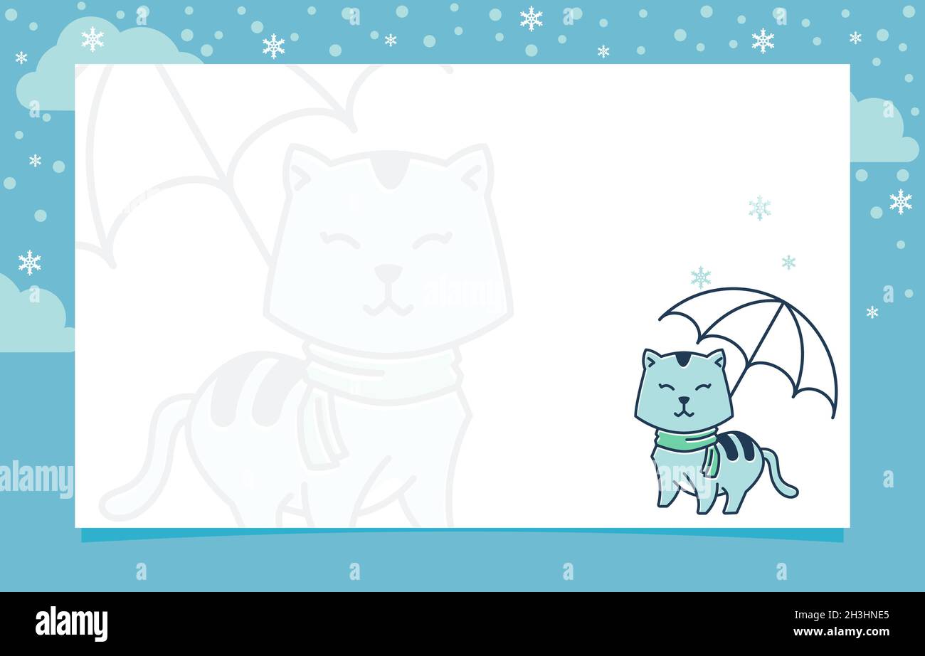 Modèle d'arrière-plan de cadre de carte d'invitation de Noël à motif flocons de neige d'hiver pour parasol pour chats Illustration de Vecteur