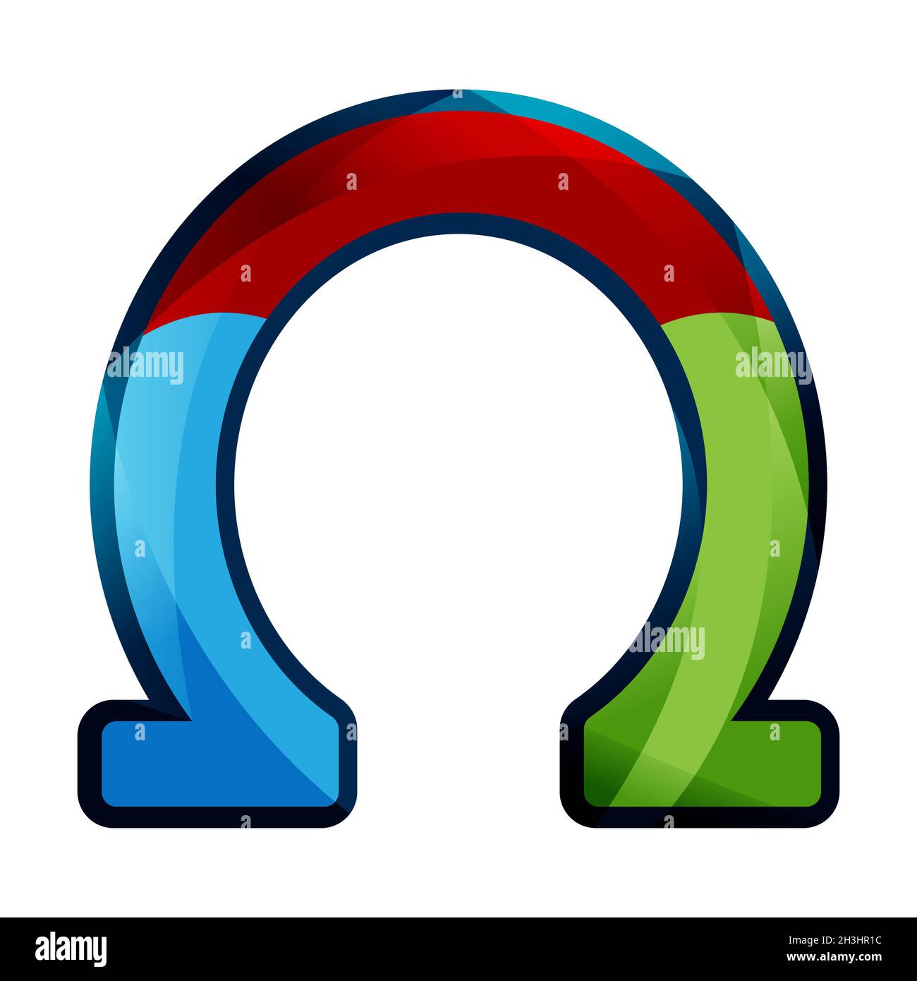 Modèle de conception d'élément avec symbole oméga coloré.Illustration