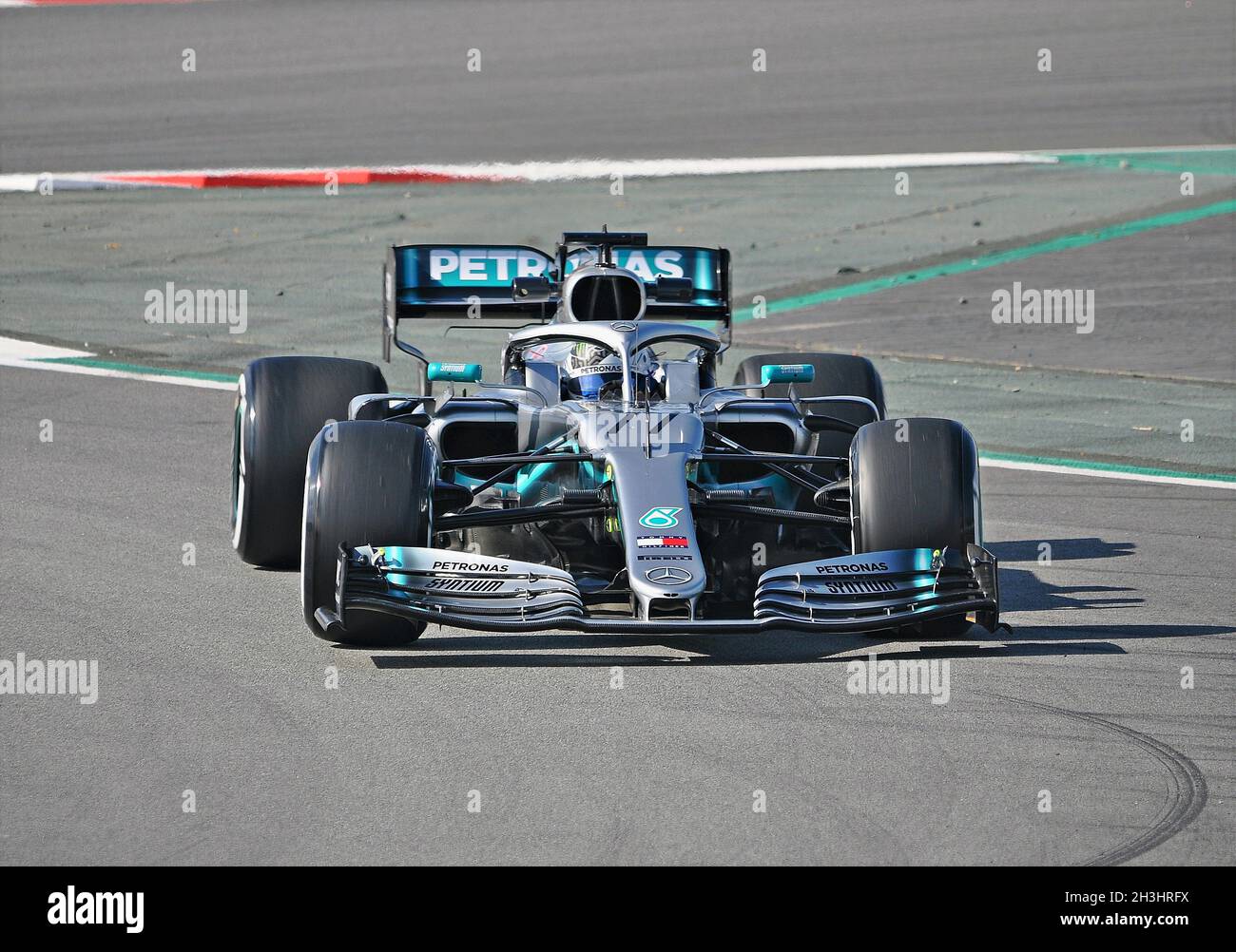 Valtteri Bottas-Mercedes Benz dans l'entraînement de pré-saison du circuit de Catalogne de Barcelone en 2019, Espagne Banque D'Images