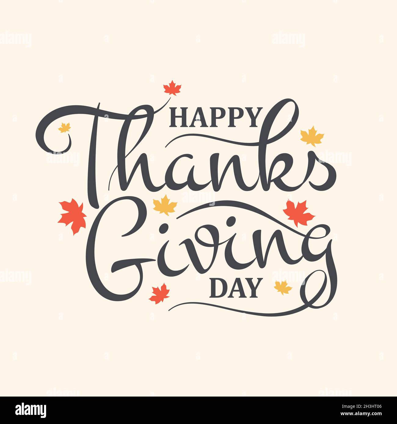 Texte de lettrage à la main Happy Thanksgiving Day pour la conception d'élément.Typographie pour l'invitation à la carte de vœux et le modèle de bannière.Carte de vœux pour Thanksgi Illustration de Vecteur