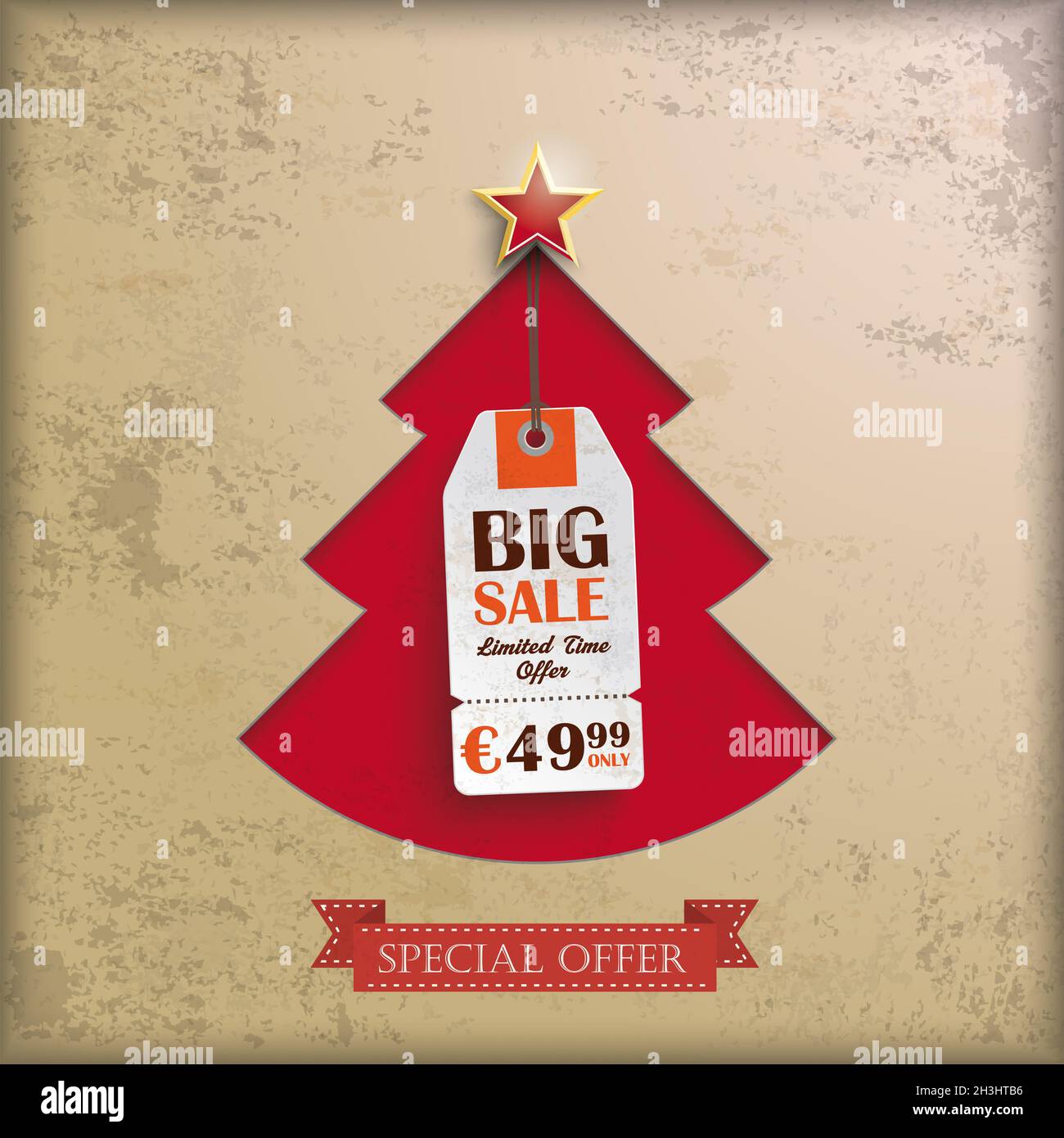 Autocollant de prix rouge pour le trou d'arbre de Noël Banque D'Images