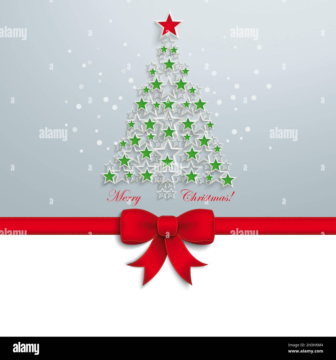 Sapin de Noël vert ruban étoile rouge Banque D'Images
