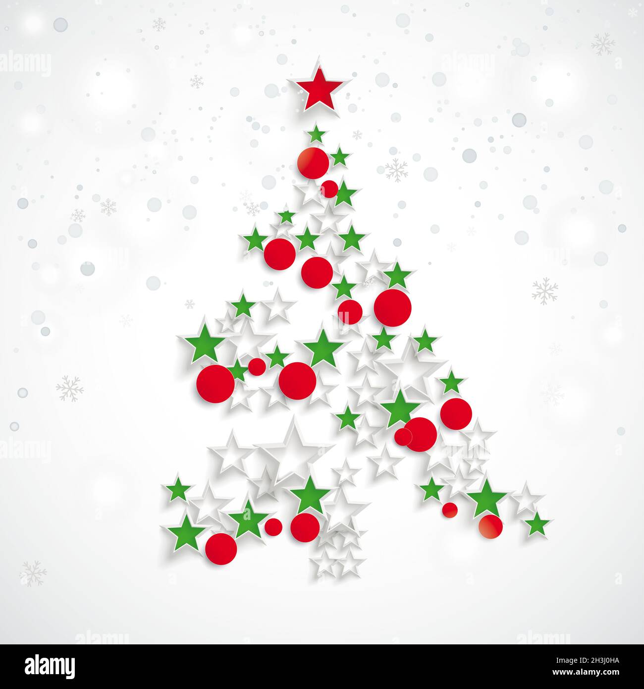 Sapin de Noël étoiles boules rouges Banque D'Images