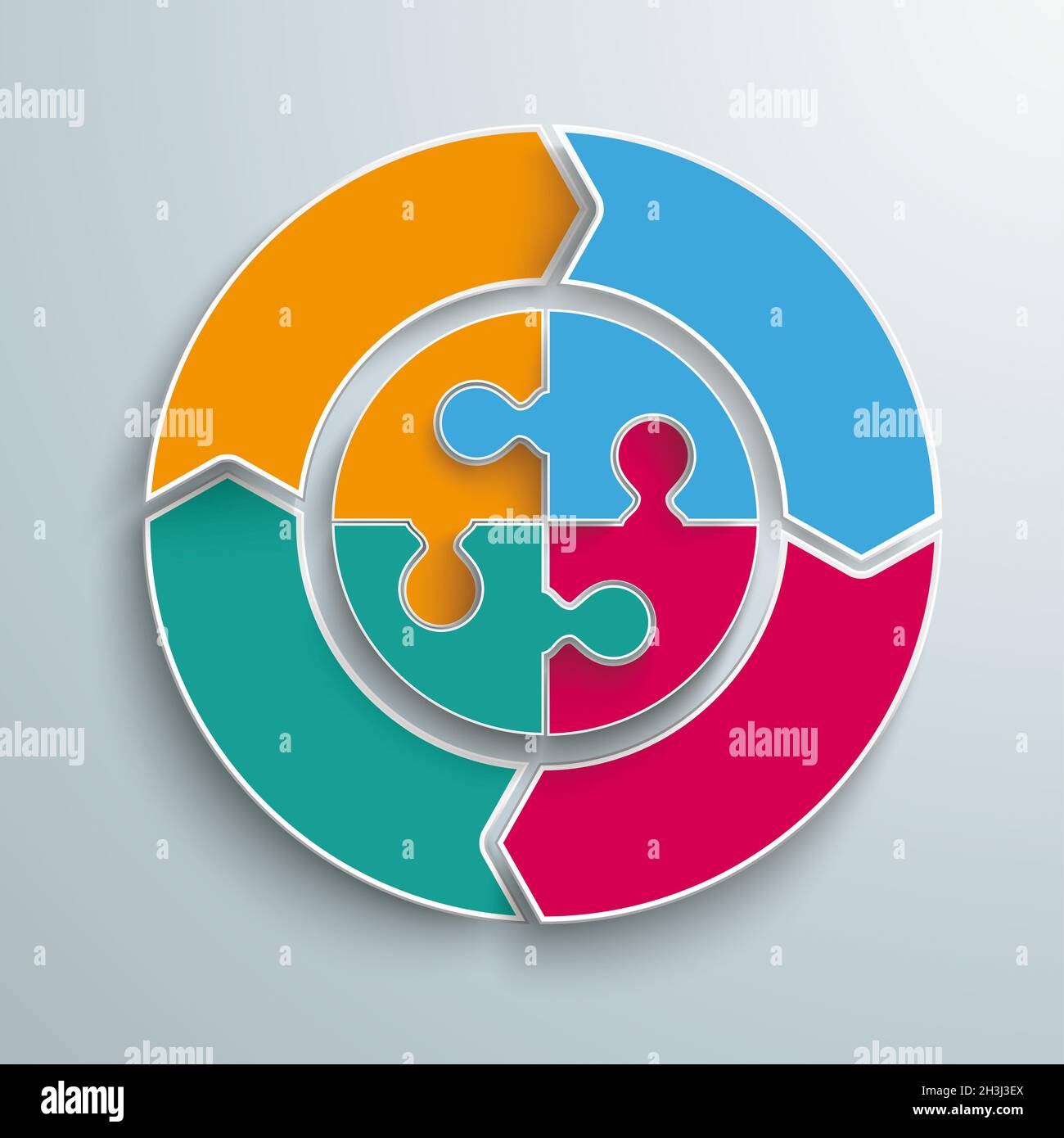 Cercle coloré cycle 4 Options cercle Puzzle Piad Banque D'Images