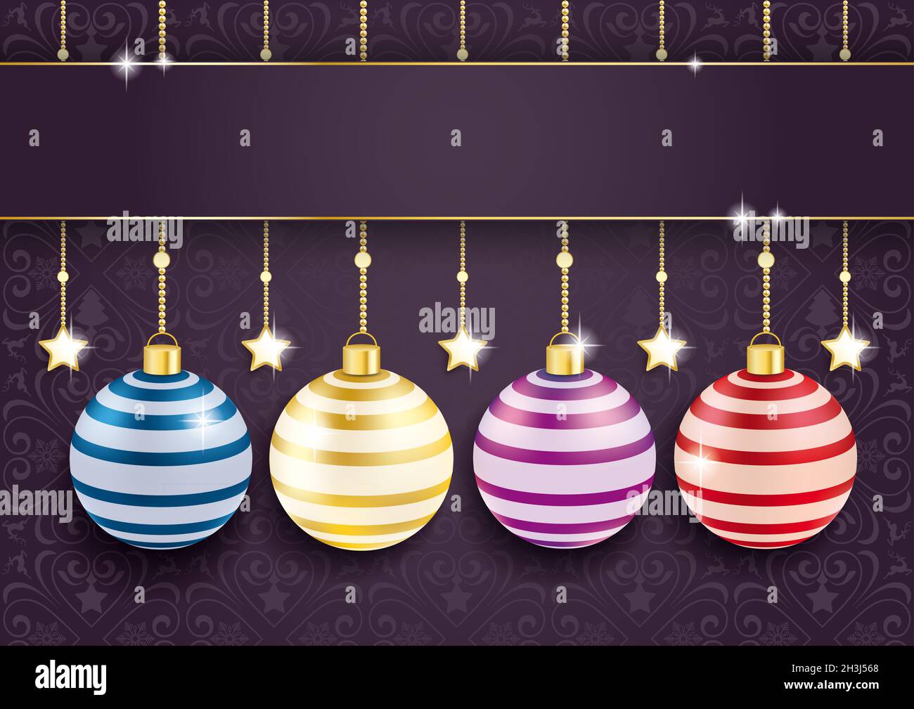 Décorations violettes en forme de boules en forme de coloré Banque D'Images