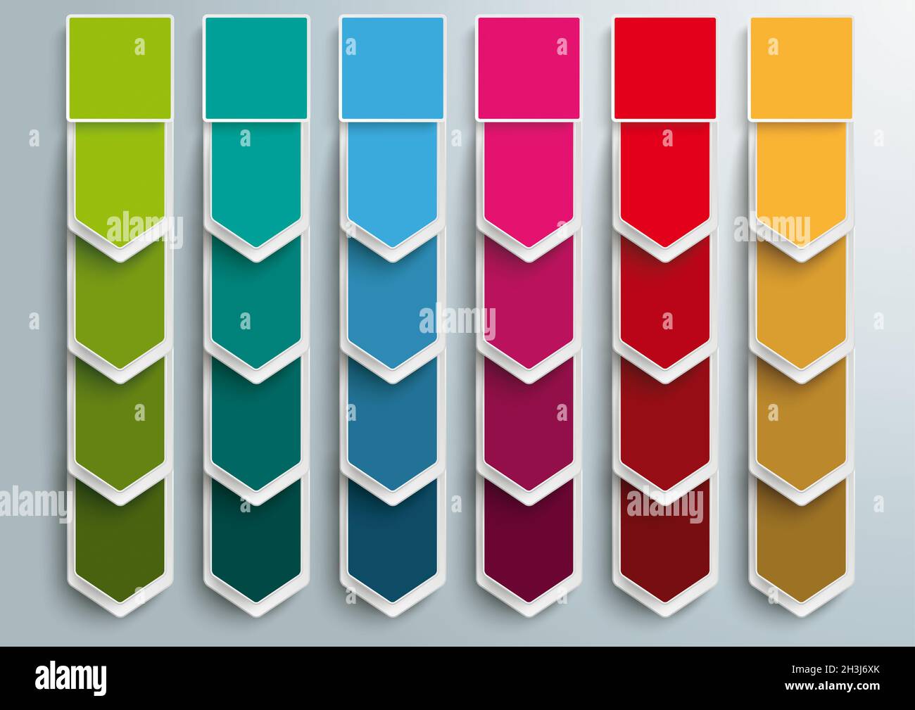 6 flèches de pas bannières oblongues Piad Banque D'Images