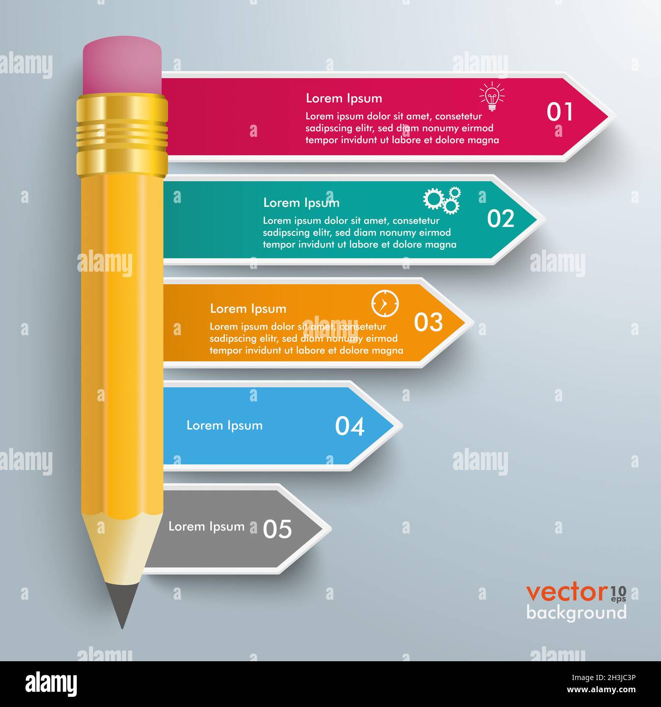 Infographie sur les flèches du crayon Banque D'Images