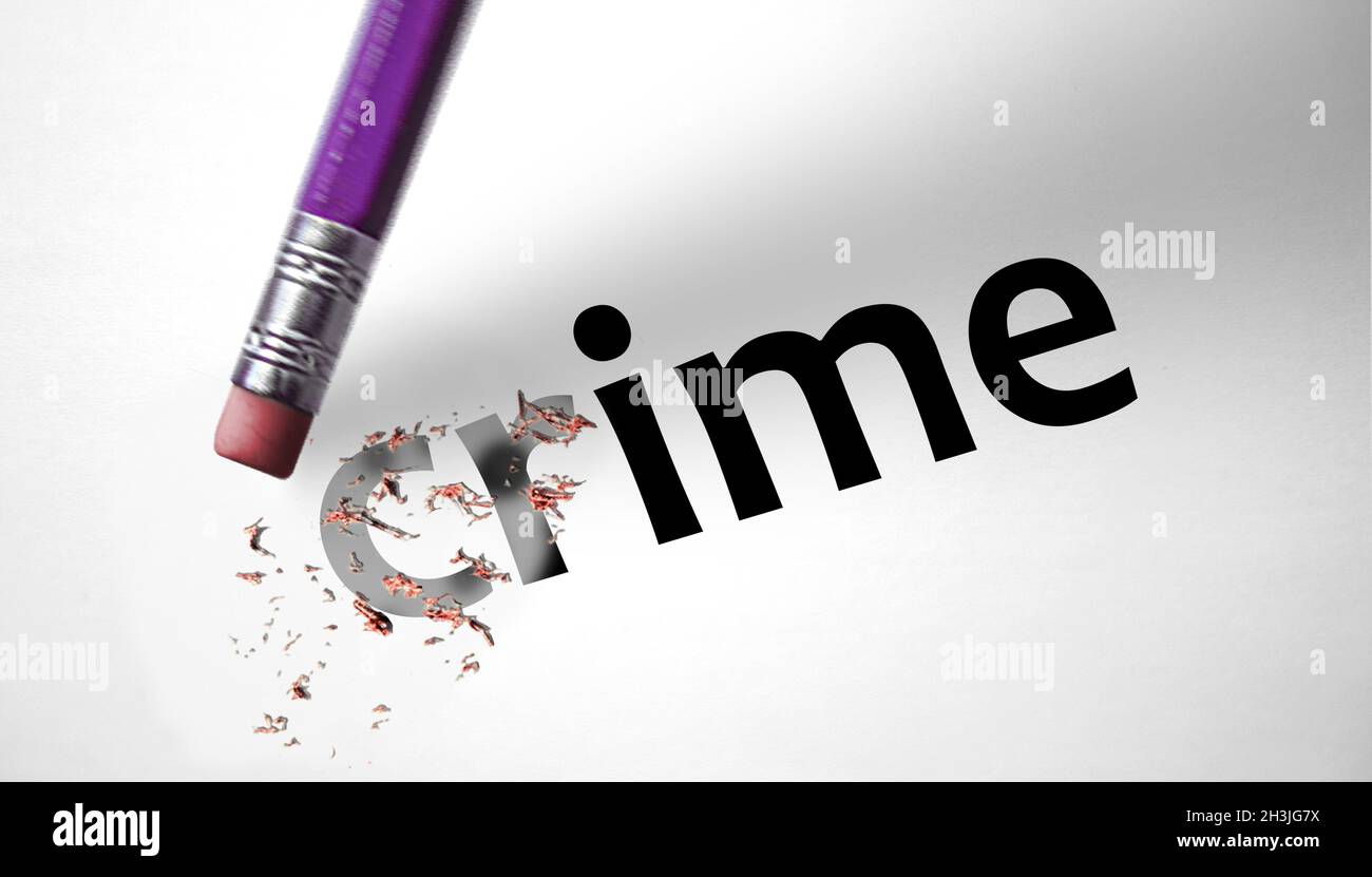 Eraser supprimer le mot Crime Banque D'Images