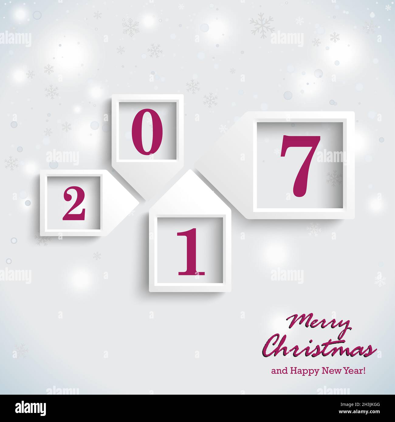 Carte de Noël violet nouvel an 2017 Banque D'Images