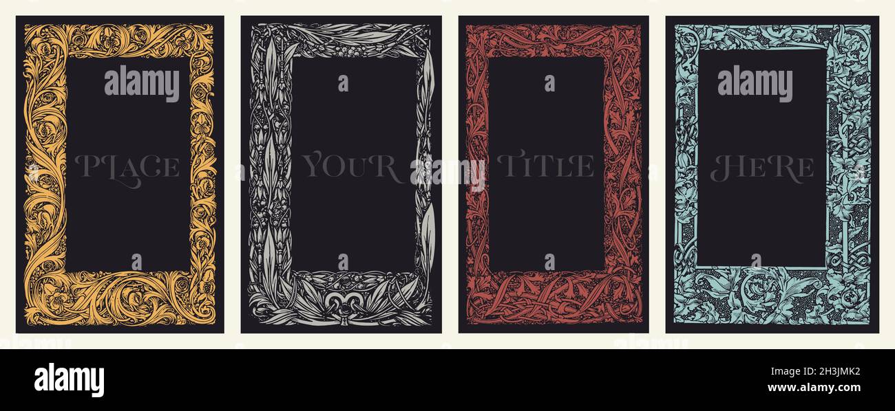 Cadre floral vintage de William Morris, XIXe siècle.Éléments de conception à utiliser sur les couvertures de livres, les menus, les brochures et la conception d'invitations. Illustration de Vecteur