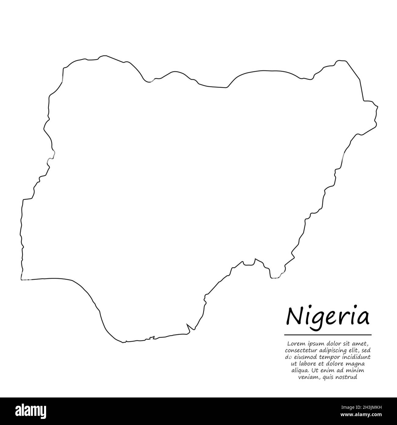 Carte vectorielle simple du Nigeria, silhouette vectorielle en style ligne d'esquisse Illustration de Vecteur