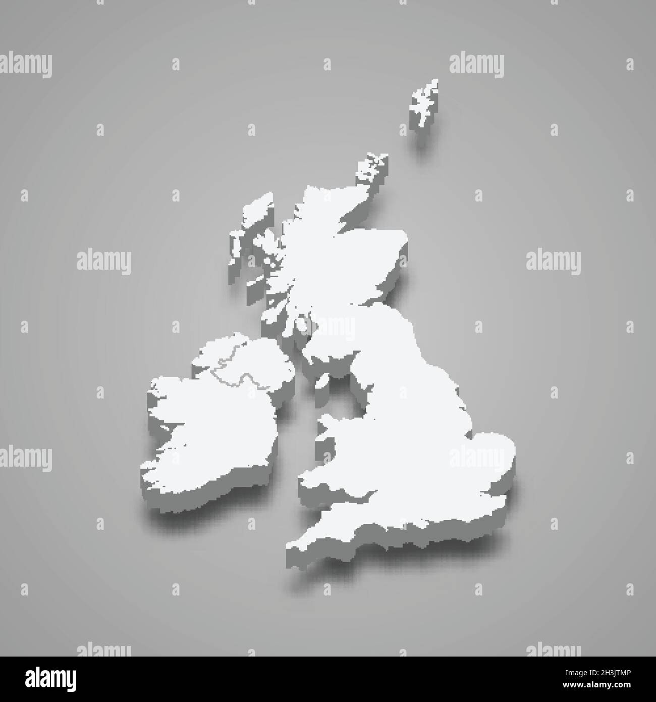 Carte isométrique 3d de la région des îles britanniques, isolée avec illustration du vecteur d'ombre Illustration de Vecteur
