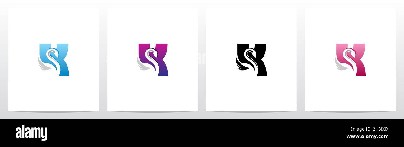 Logo Swan on Letter Design K Illustration de Vecteur