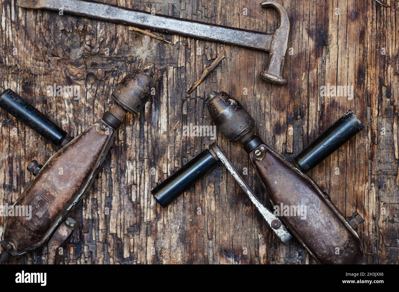 Vrille à Bois Ancienne 25 Mm - Pour Menuisier/charpentier - Occasion (bois Vermoulu)