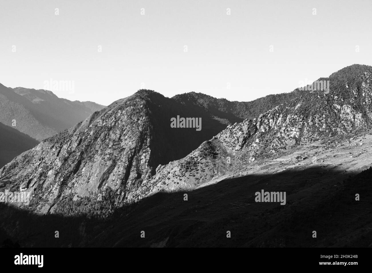 Région de Langtang, Népal.Vue sur le sentier du patrimoine de Tamang Banque D'Images