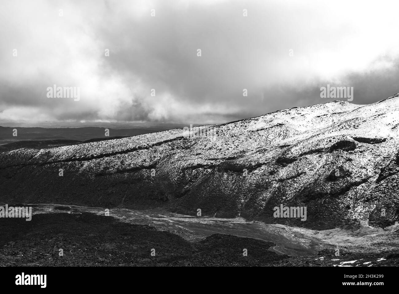 Parc national de Tongariro, Nouvelle-Zélande.Scène de Moody un jour d'hiver Banque D'Images