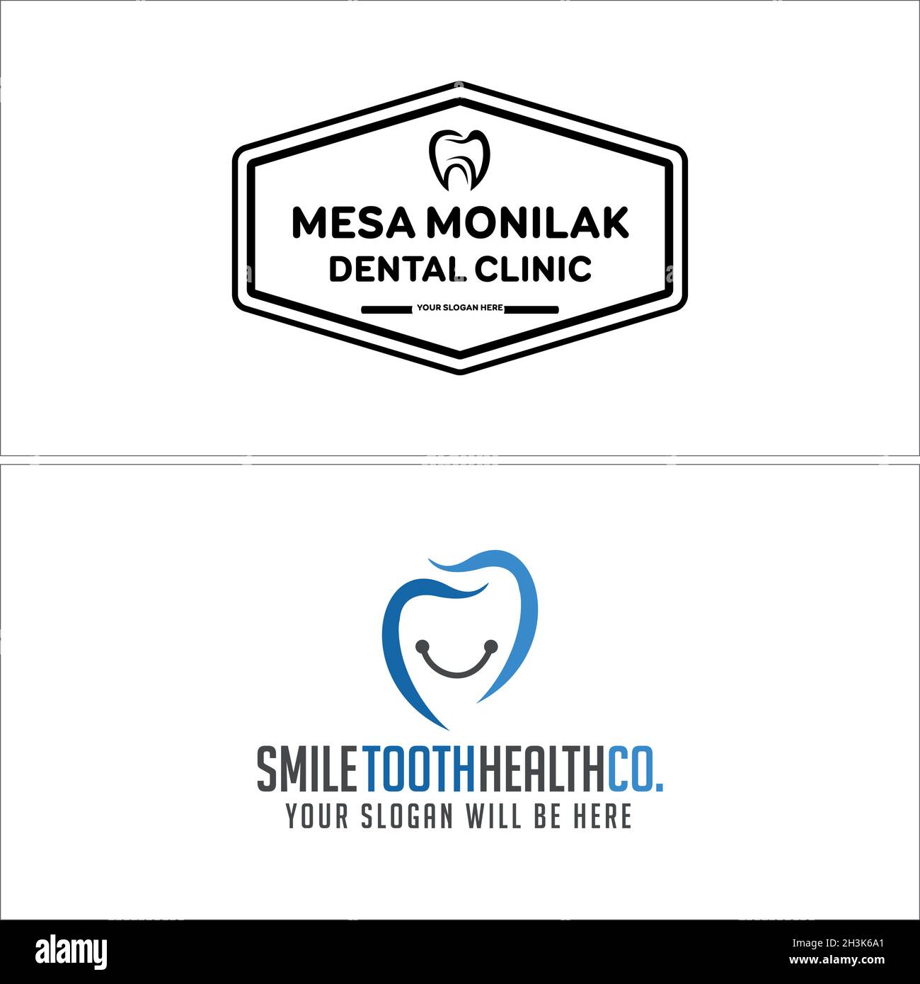 Design moderne et plat de l'art sourire clinique dentaire logo Illustration de Vecteur