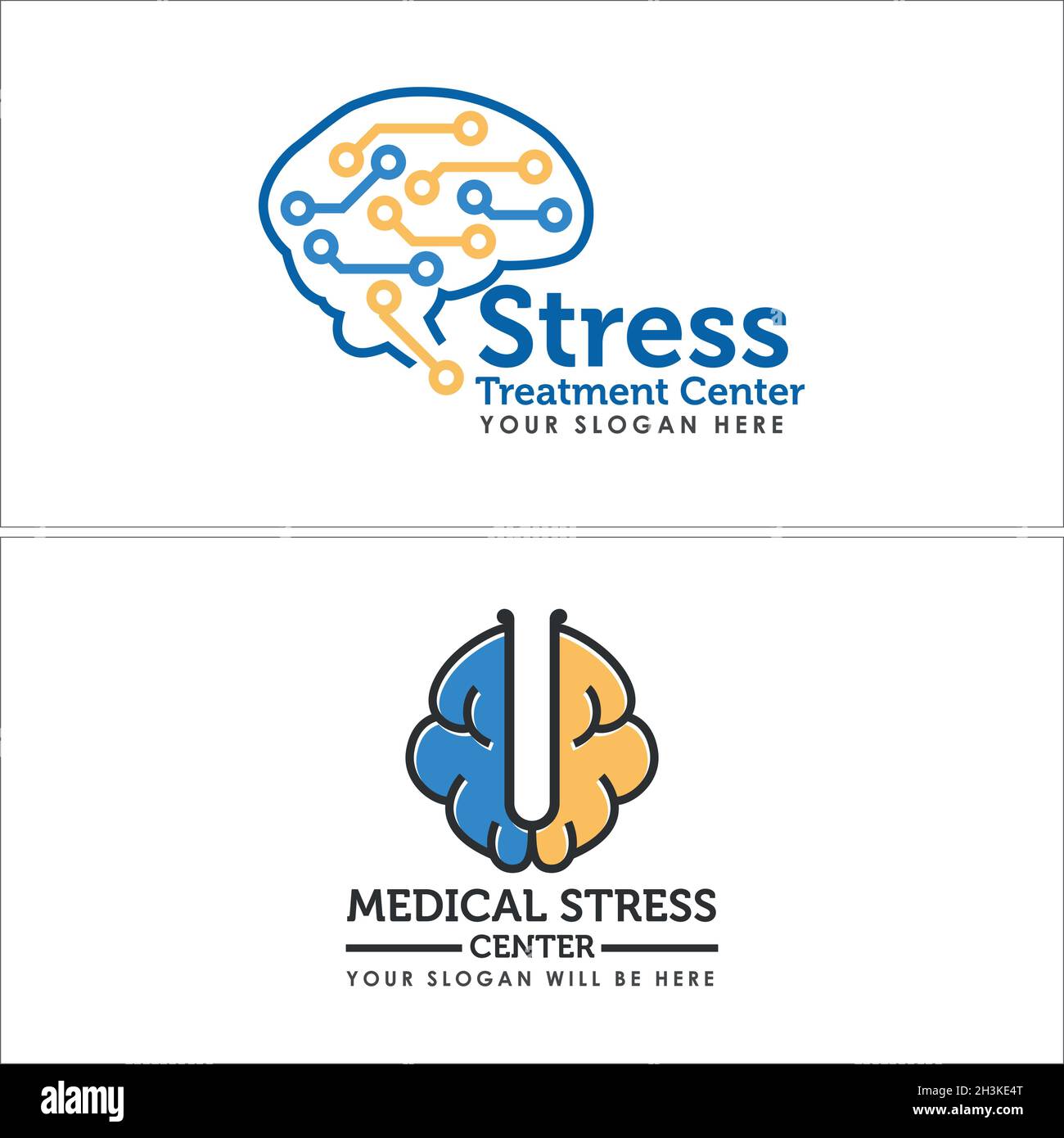Design moderne du logo du cerveau du centre de traitement de la santé Illustration de Vecteur