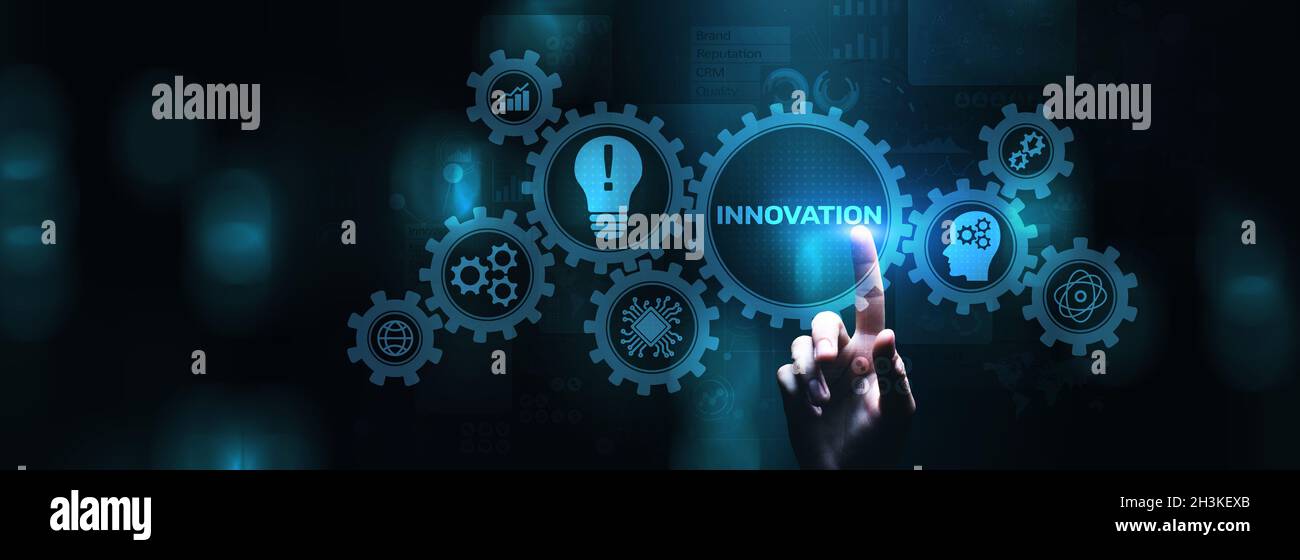 Innovation concept de développement d'entreprise technologique moderne sur écran virtuel. Banque D'Images