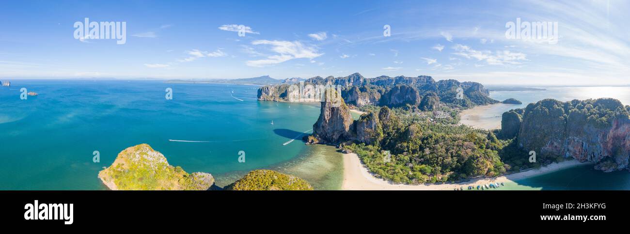 Vue aérienne de la plage de Railay dans la province de Krabi, Thaïlande Banque D'Images