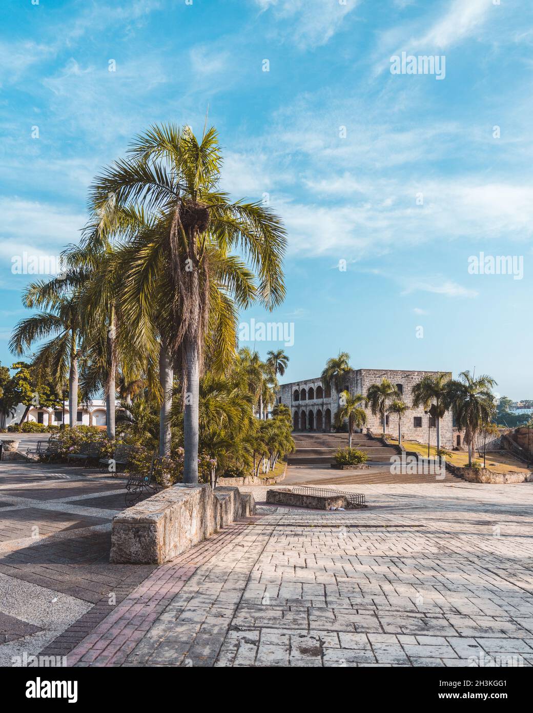 Sereine Plaza de la Hispanidad ou Espagne - Parc à Saint-Domingue, République Dominicaine Banque D'Images