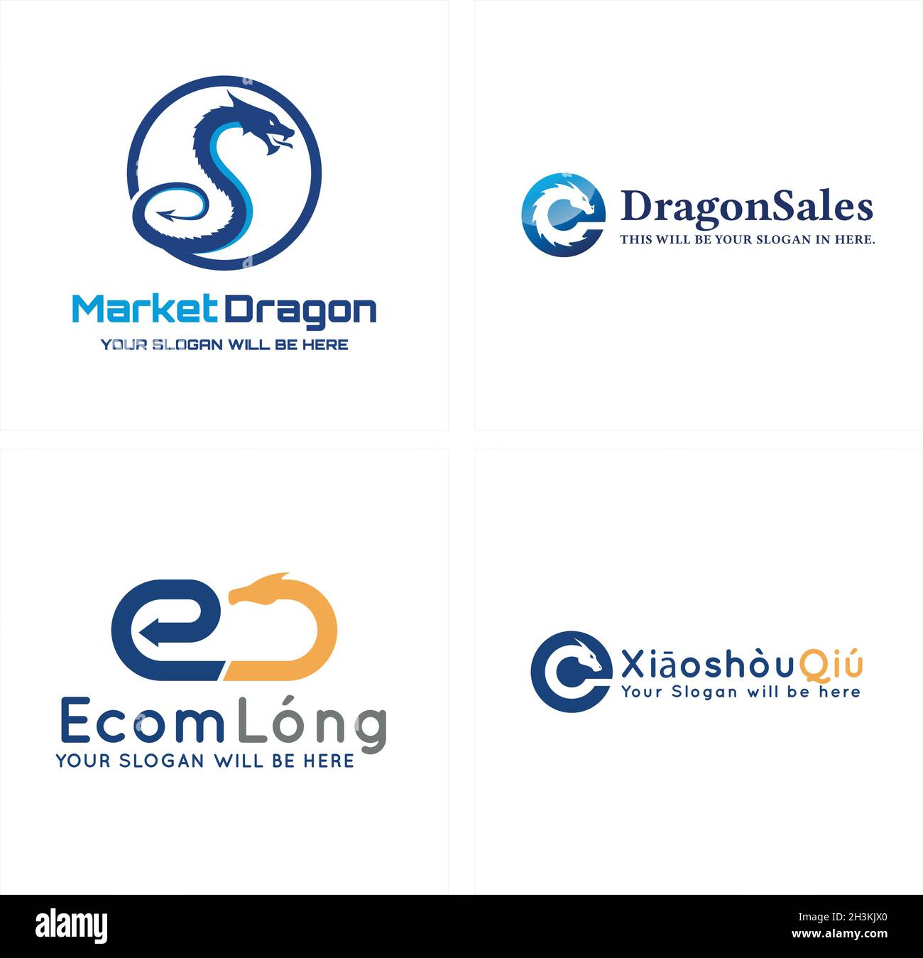 Design moderne du logo dragon de l'icône du marché des affaires Illustration de Vecteur