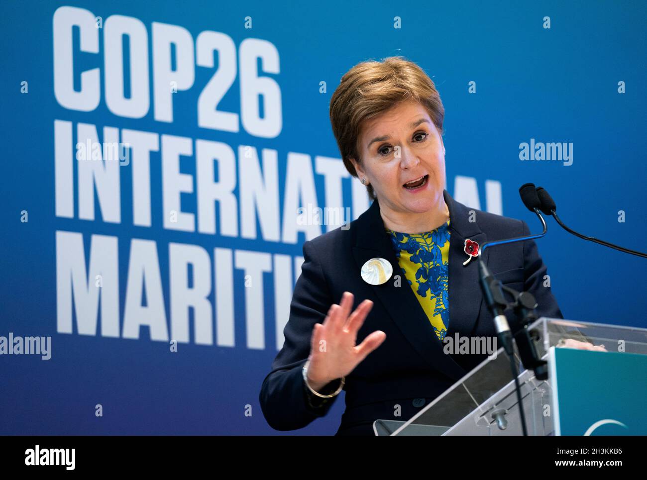 La première ministre Nicola Sturgeon ouvre officiellement le centre maritime international du Collège de la ville de Glasgow, campus Riverside, à Glasgow, avant la COP26.Date de la photo: Vendredi 29 octobre 2021. Banque D'Images