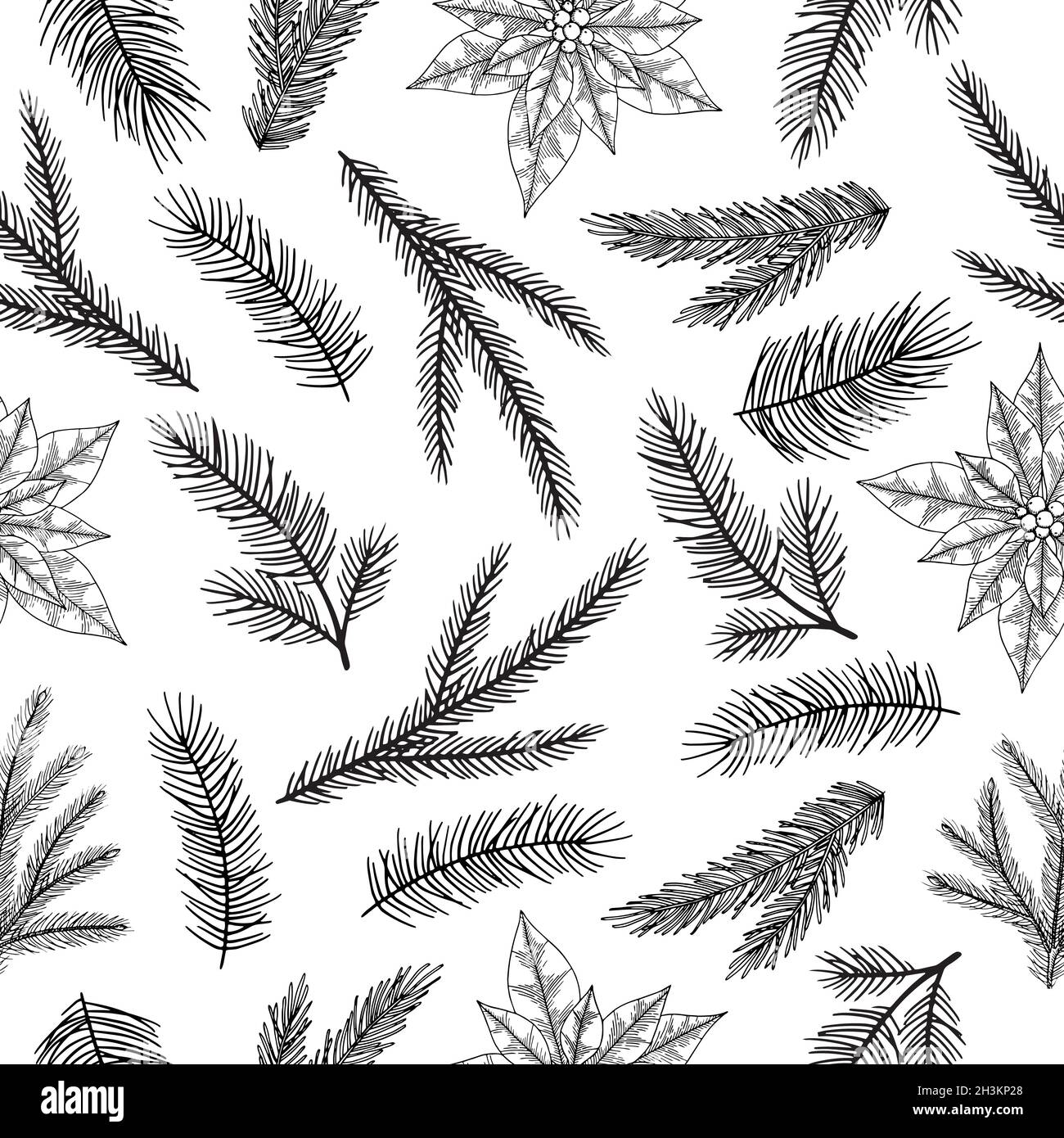 Motif de Noël sans coutures avec branches forestières de Noël. Illustration de Vecteur