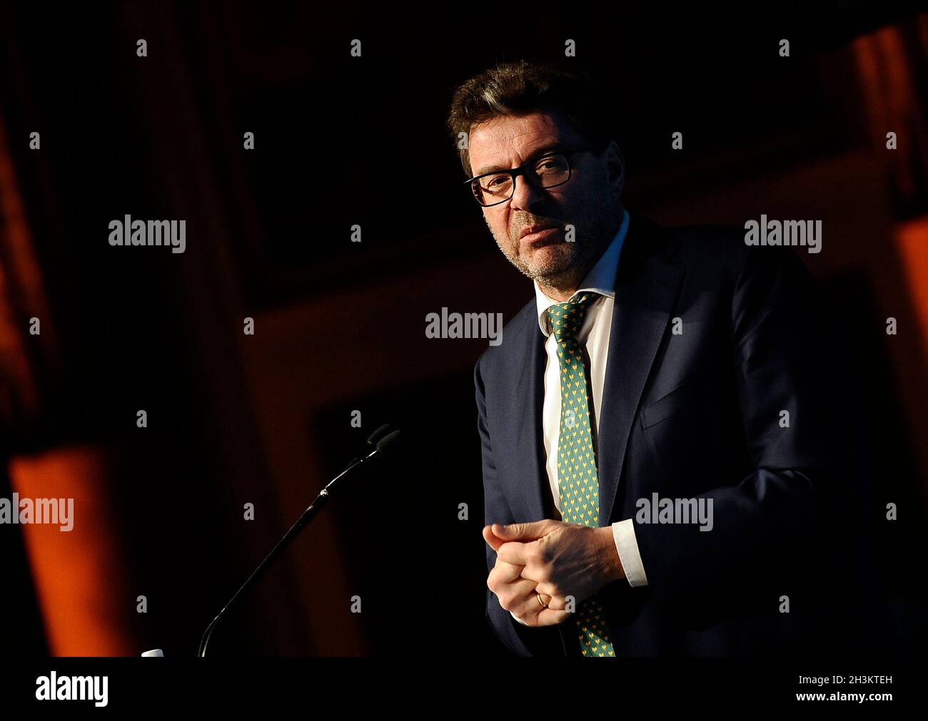 Rome, Italie.29 octobre 2021.Rome 29/10/2021 Assemblée nationale Unioncamere 2021 à la Casa dell'Architettura dans la photo: Le ministre du développement économique Giancarlo Giorgetti crédit: Agence de photo indépendante/Alamy Live News Banque D'Images