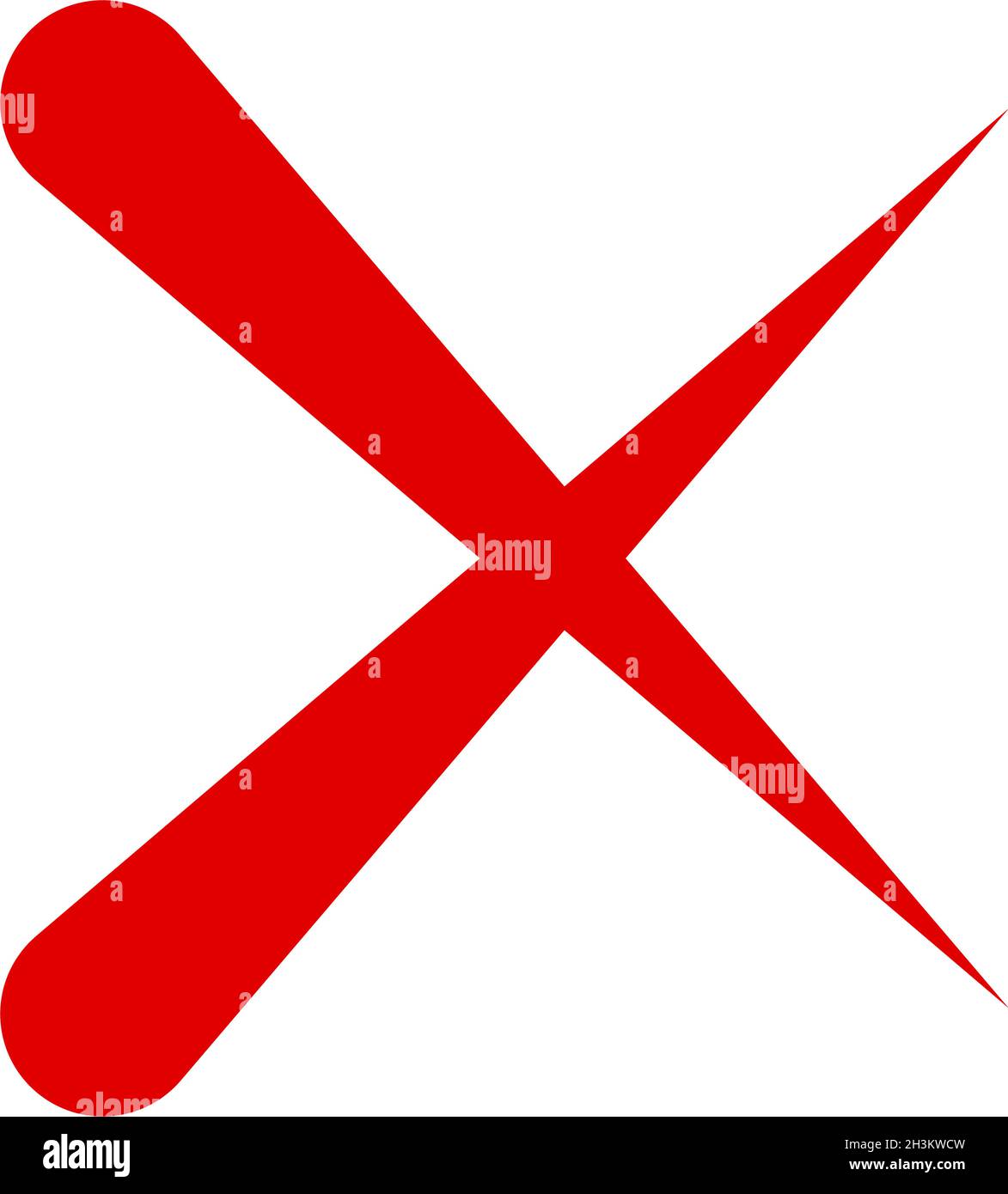 Lettre X rouge, signe, signal.Restriction, interdiction, alignement ...