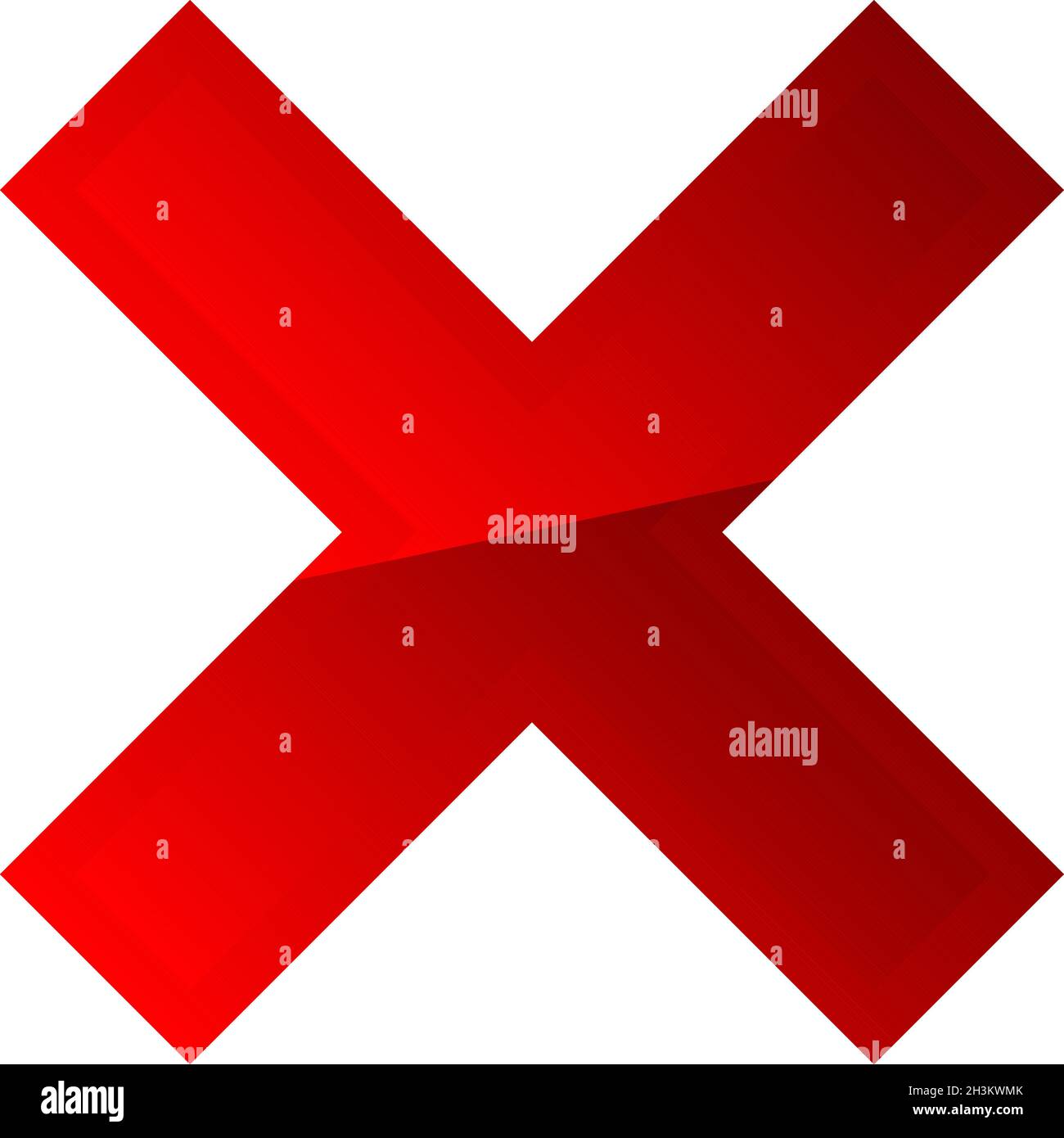 Lettre X rouge, signe, signal.Restriction, interdiction, alignement ...