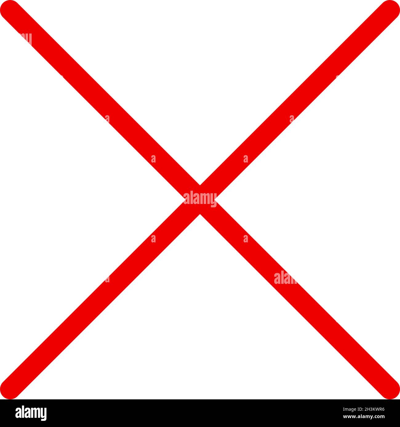 Lettre X rouge, signe, signal.Restriction, interdiction, alignement ...