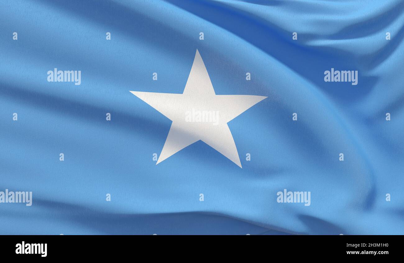 Brandissant le drapeau national de la Somalie. Très détaillées des Galapagos close-up 3D render. Banque D'Images