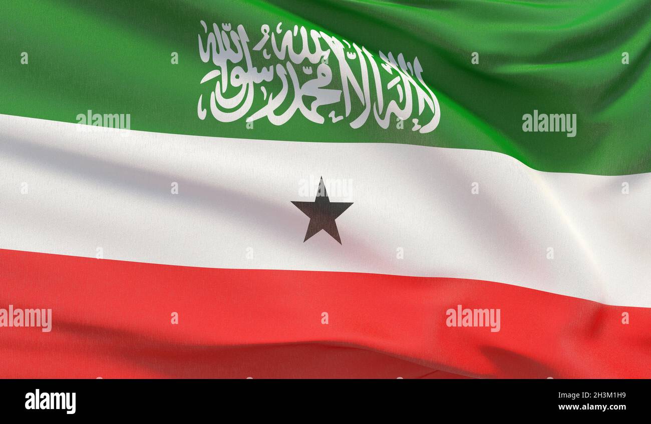 Faire passer le drapeau national du Somaliland. Rendu très détaillé en relief ondulé. Banque D'Images