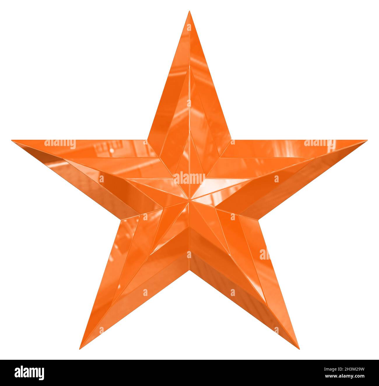 Étoile à 5 points - étoile de Noël - unique orange isolé sur fond blanc - rendu 3d Banque D'Images