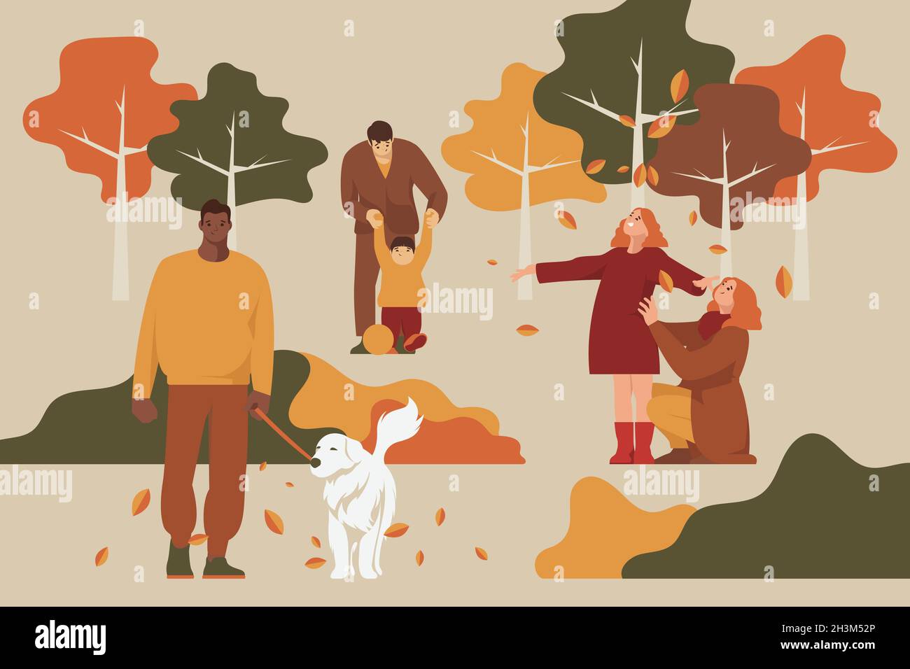 people automne parc vecteur illustration Illustration de Vecteur