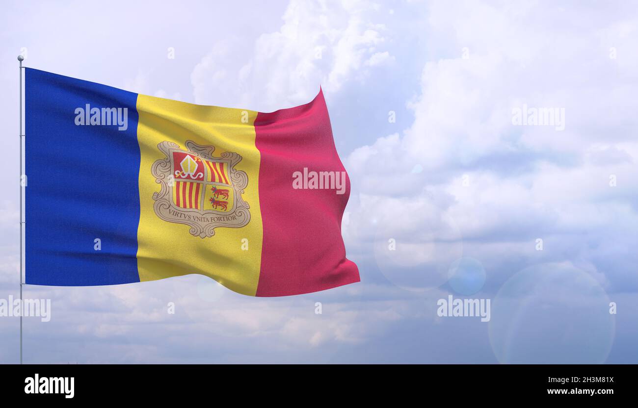Drapeaux du monde - drapeau d'Andorre.Illustration 3D. Banque D'Images