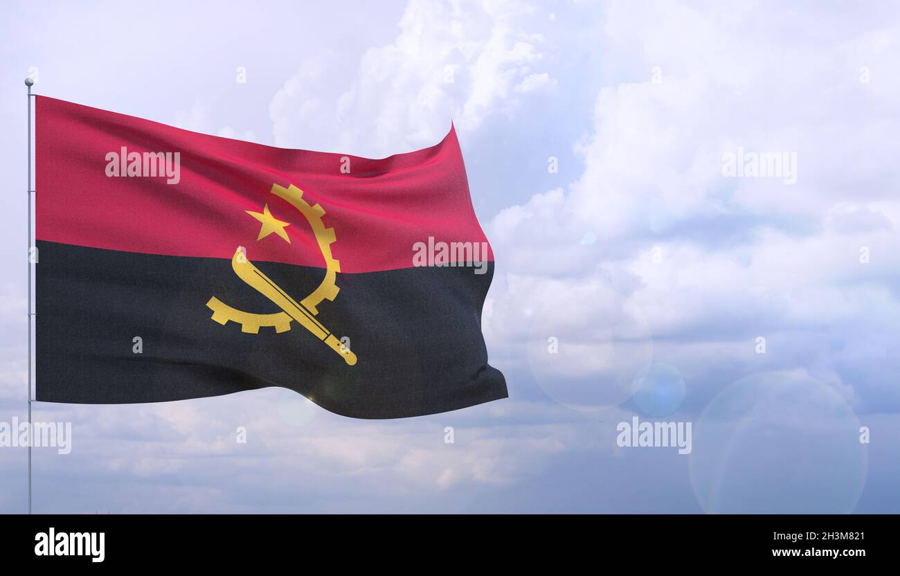 Drapeaux du monde - drapeau de l'Angola.Illustration 3D. Banque D'Images
