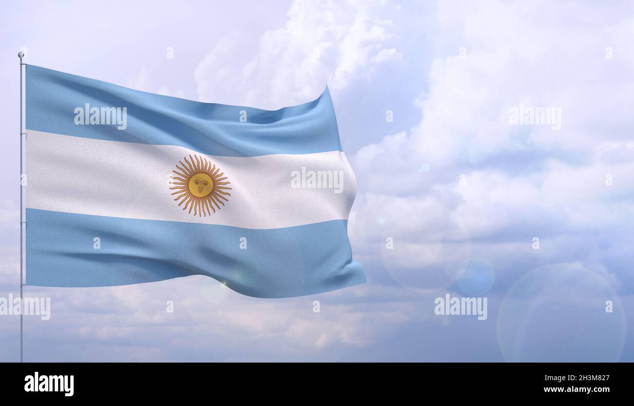 Drapeaux du monde - drapeau de l'Argentine.Illustration 3D. Banque D'Images