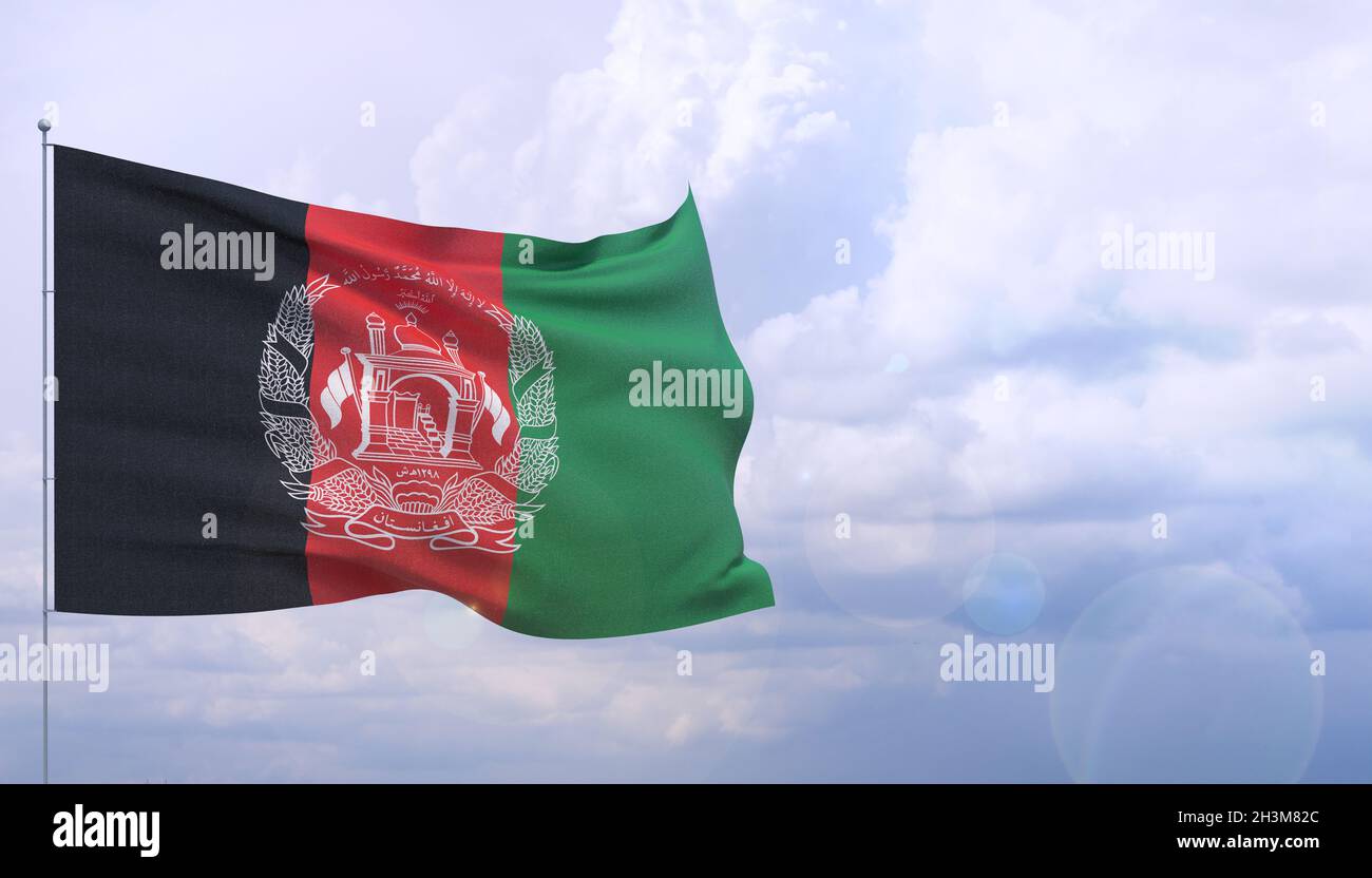 Drapeaux du monde - drapeau de l'Afghanistan.Illustration 3D. Banque D'Images