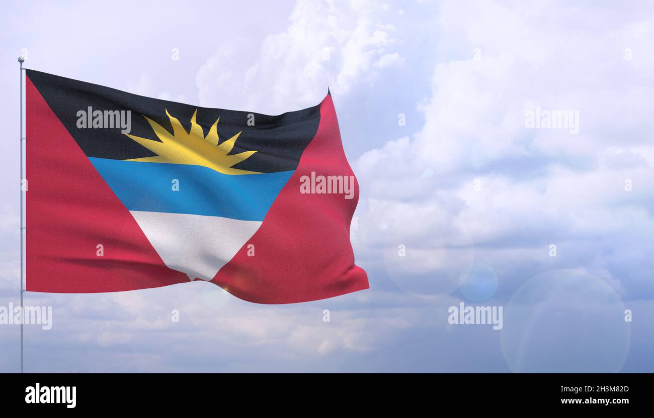 Drapeaux du monde - drapeau d'Antigua-et-Barbuda.Illustration 3D. Banque D'Images