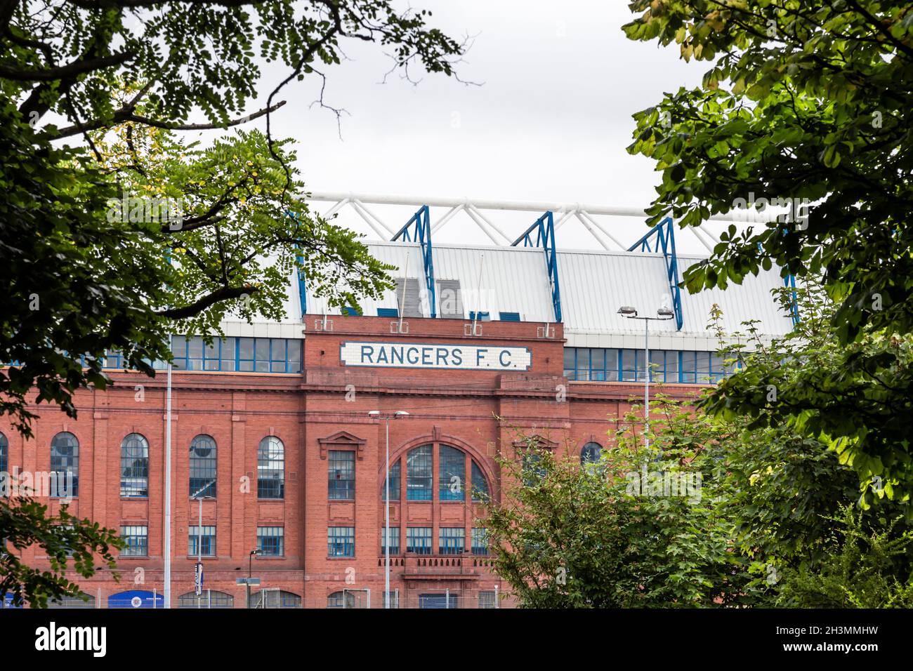 Panneau Rangers FC sur le stand principal à Ibrox Stadium, Edmiston Drive, Ibrox, Glasgow, Écosse,Royaume-Uni, Europe Banque D'Images