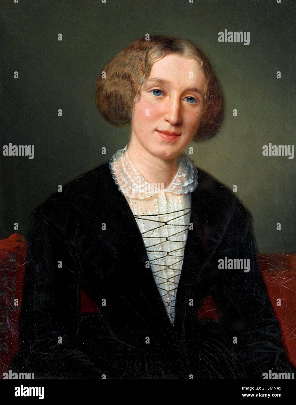 George Eliot (Mary Anne Evans - 1819-1880).Portrait du romancier anglais de François d’Albert Durade, huile sur toile, 1881 Banque D'Images