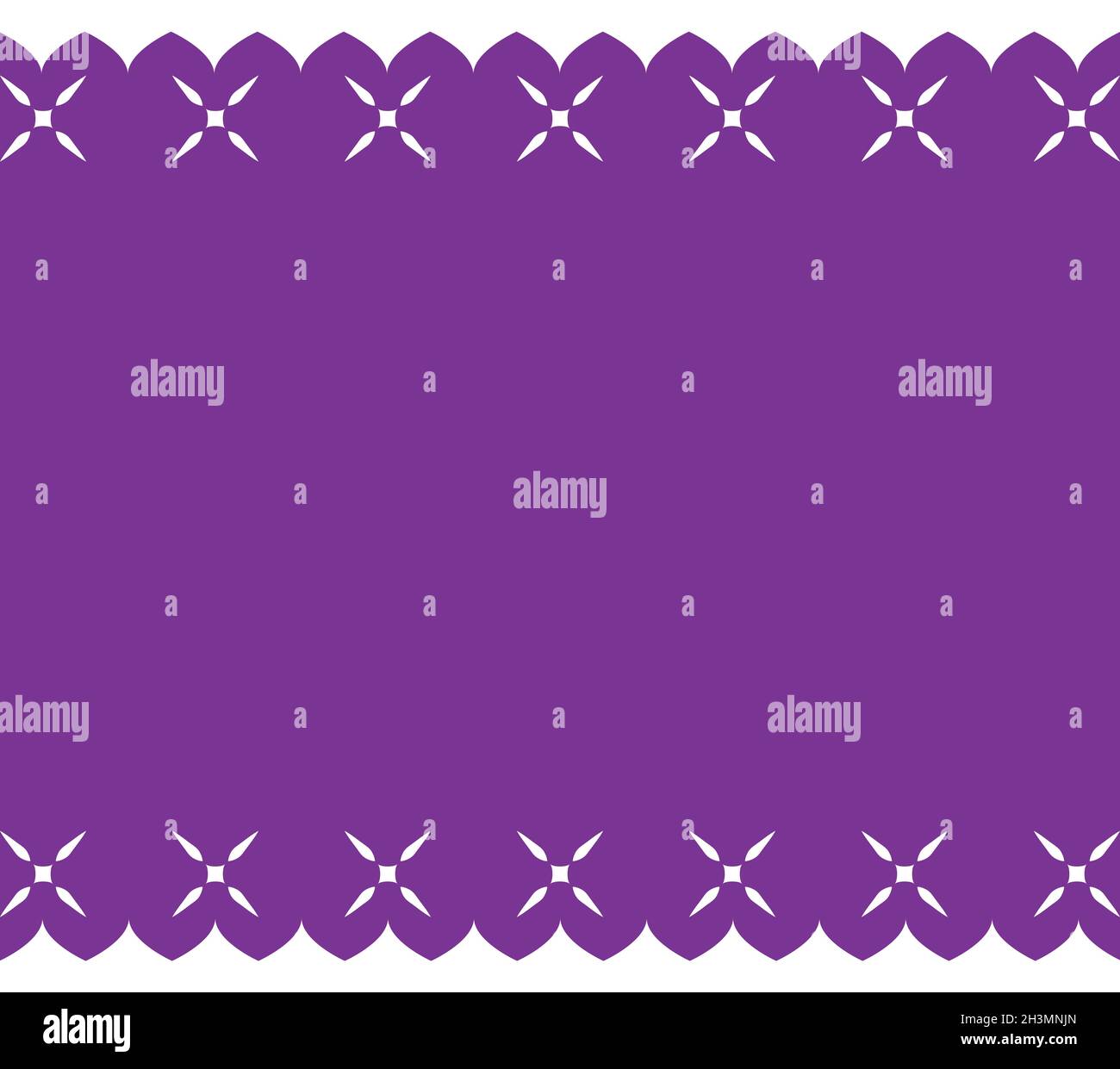'Papel picado' traditionnel violet et horizontal - ou papier perforé - pour le jour mexicain des morts.Modèle de style plat sur fond blanc. Illustration de Vecteur