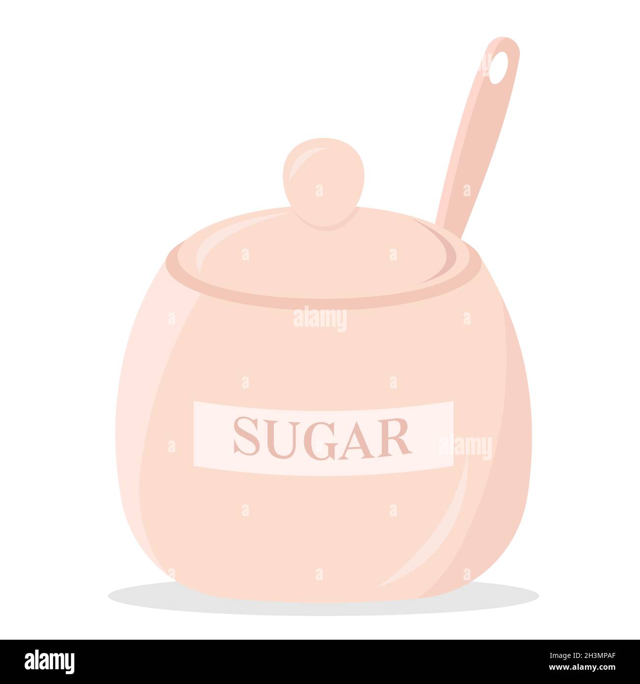 Pot à sucre en céramique isolé sur fond blanc Illustration de Vecteur