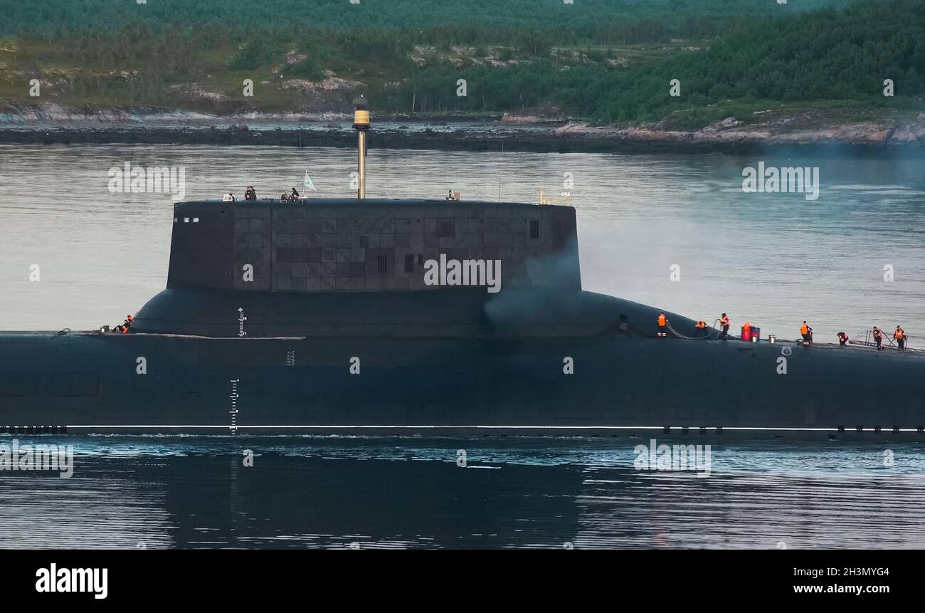 Le sous-marin nucléaire russe Dmitry Donskoy. Banque D'Images